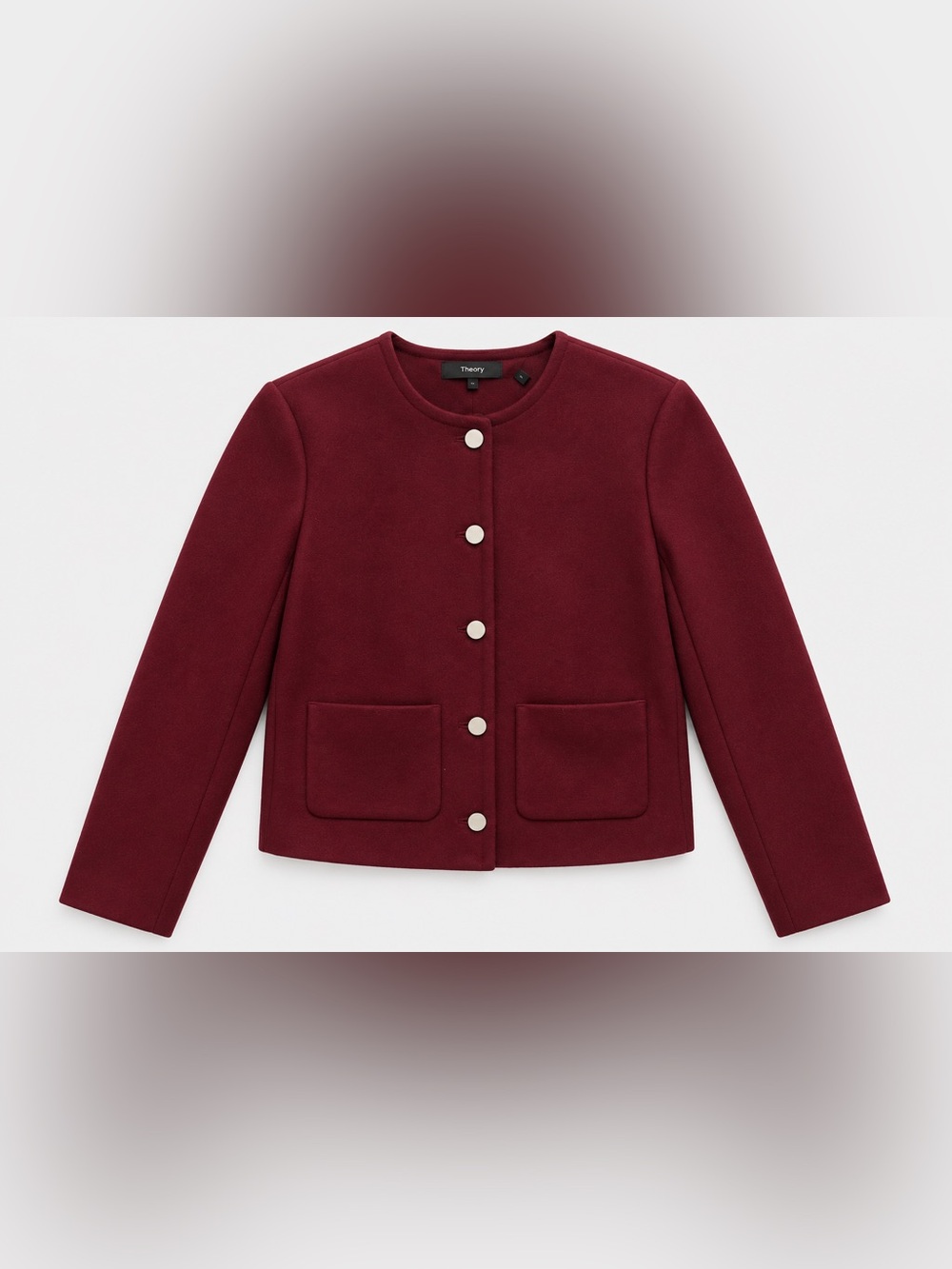 Theory Burgundy Urban Melton Wool Cashmere Cropped Jacket Size 4